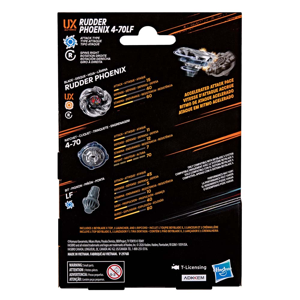 Beyblade X Rudder Phoenix 4-70LF UX Starter Pack Set 舵鳳凰 美版爆旋陀螺