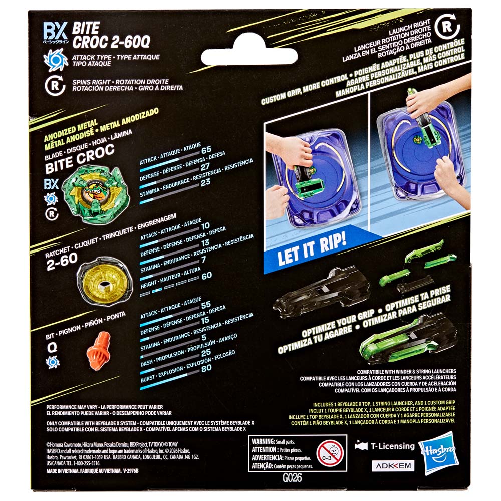 Beyblade X Bite Croc 2-60Q Deluxe Launcher Set 美版爆旋陀螺
